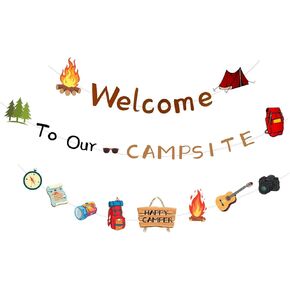 Camping Party Decorations, Welcome to Our Campsite Banner Campsite Decorations, Camping Birthday Party Supplies, Camping Theme Classroom Decor Camping Themed Party Decorations in Kuwait