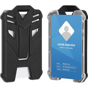 2 Pack Badge Holders, Hard Plastic ID Card Holder with Full Front Clear Window and Holds 5 Cards for Office, School - Vertical Black