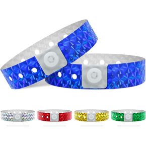 100 Pcs Plastic Holographic Wristbands, Party Wristbands Waterproof Colored Vinyl Wristbands for Events Parties Festival Concerts (MULTIPLE COLORS)
