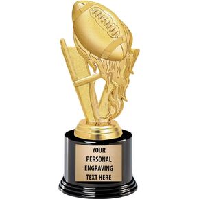 Crown Awards Football Trophies with Custom Engraving, 7.25" Personalized Gold Fireball Football Trophy On Deluxe Round Base Prime