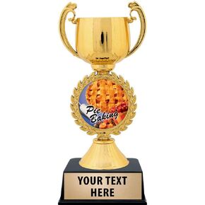 Crown Awards Personalized Pie Baking Trophy, 7.25" Gold Cup Pie Baking Trophies With Free Custom Engraving 1 Pack Prime