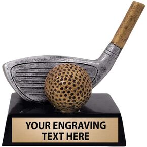 Crown Awards 4.5" Ace Golf Driver Sculpture, Highly Detailed Resin Golf Award with Customized Engraving Prime