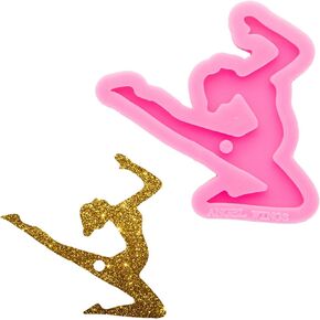 Shiny Glossy Dancing-Girl Keychain Silicone Mold DIY Girl Epoxy Resin Keychains Mould for Resin Casting Craft DIY Jewelry Making Pendant Decoration Silicone Molds