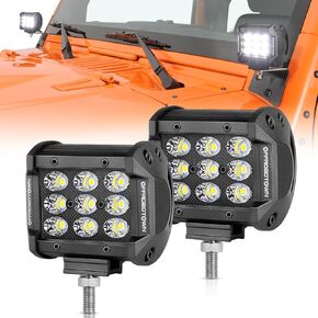 OFFROADTOWN LED Pods 2PCS 4 Inch Triple Row LED Light Bar 54W Spot LED Cubes Work Light 5400LM Waterproof Driving Fog Lamps Ditch Lights Off Road Lights for Trucks Pickup Jeep UTV ATV Golf Cart Mower