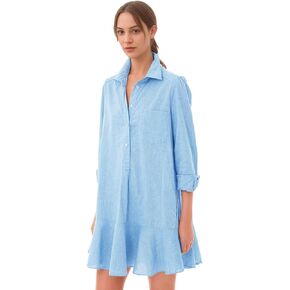Haellun Women' s Button Down Shirt Mini Dress Tunic Long Sleeve Loose Fit Flowy Ruffle Hem Shift Dresses