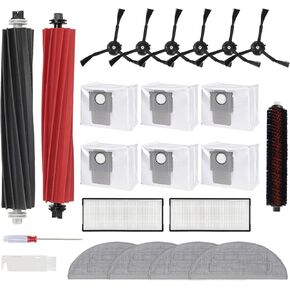 23 PCS Accessories Kit for Roborock S8 Pro Ultra Robot Vacuum Cleaner, Replacement Parts Dual Main Brush, Side Brush, Cleaning Brush, Mop Pad, Washable Filter, Vacuum Bags