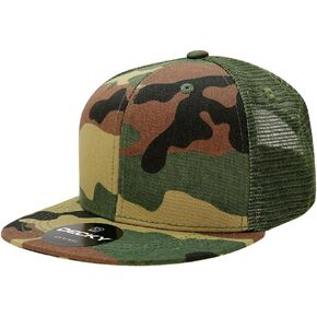 DECKY Youth 6 Panel High Profile Structured Cotton Trucker, Woodland