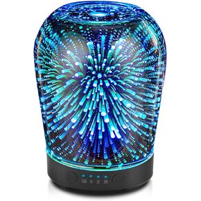 Porseme Essential Oil Diffuser, Aromatherapy Ultrasonic Cool Mist Humidifier, 3D Effect Glass, Auto Shut-Off, Timer Setting,100ml Aroma Decoration for Home, Office, Gym, Spa, Premium Gift