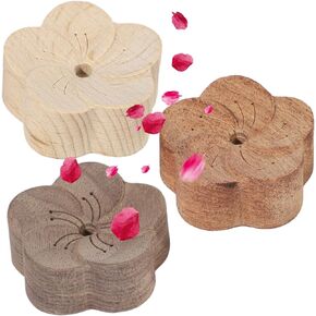 Anjetan 3 PCS Wooden Essential Oil Diffuser, Natural Wood Diffuser, Aromatherapy Diffuser, Small Plum Blossom Diffuser, Car Wood Diffuser, Desktop Air Freshener for Home, Offices, Yoga, Sauna, SPA