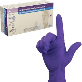 قفازات Dynarex True Advantage Nitrile Exam Exam، معتمدة من العلاج الكيميائي، خالية من المساحيق وخالية من اللاتكس، مريحة مع أفضل حماية، أرجواني، صندوق واحد يحتوي على 100 قفاز (متوسط) in Saudi Arabia