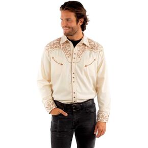 Scully Men's Embroidered Scroll Long Sleeve Western Shirt - P-852 Blk in Saudi Arabia
