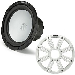 مضخم صوت KICKER 45KMF104 مقاس 10 بوصات مقاوم للطقس لتطبيقات Freeair 4 أوم 45KMG10W شبكة LED مقاس 10 بوصات (أبيض) in Saudi Arabia