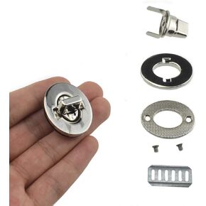 HAHIYO Twist Purse Closure Turn Locks Clip Clasps Latch Easy Install with Online Instructions Picture for Wallet Briefcase 1.4 Inch Length Metal Sturdy Gun Black 2 Sets with Washers