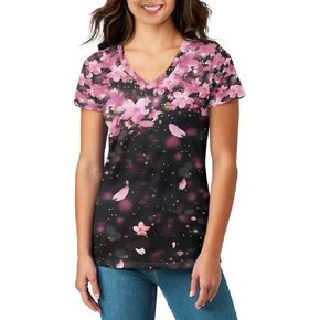 Women's Short Sleeve V-Neck T-Shirt Casual Summer Athletic Top T Shirts for Women Oversized Lightweight Tee XS-5XL