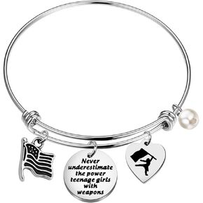 WSNANG Color Guard Jewelry Never Underestimate The Power Teenage Girls With Weapons Bracelet Flag Girl Jewelry for Color Guard
