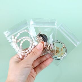 ROLYTA 100 Pcs Small Plastic Bags,2.4''X3.1 Clear Plastic Jewelry Zip Bags,Mini Plastic Bags with Resealable Lock Seal Zipper,Small Ziplock Bags for Jewelry Necklace Ring Coin Beads