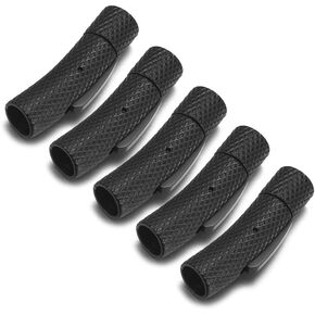5 Sets Stainless Steel Bayonet Clasps Leather Cord End Clasp Integral Clasp for Bracelet Necklace Jewelry Making (Hole Size Fit 6mm, Grid Black)