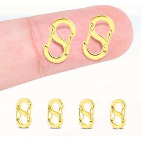 6Pack Extra Small Necklace Clips, Stainless Steel Double Opening Bracelet Shorteners Metal Pendant Clasp for Mini Keychain Hook, Bracelets Connector, Necklace Jewelry Making (12mm Gold)