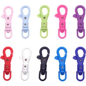 20Pcs Colorful Plastic Lobster Claw Clasps Swivel Lanyards Trigger Snap Hooks Clips Strap with Key Rings DIY Accessories for Bag Key Chains Stretch Spring Keychain Connector (Mix Color)