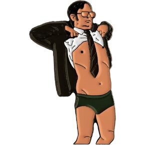 Balanced Co. Dwight Schrute Enamel Pin Rainn Wilson Pin Are You Wearing a Wire Pin