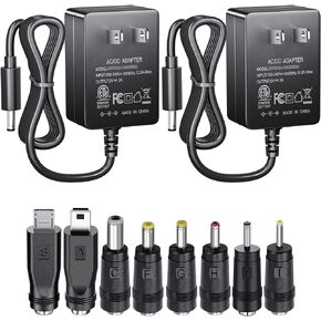 SoulBay 2PCS 5V 2A AC/DC Power Supply with 8 Plugs for USB Hub TV Box Tablet Camera BT Speaker GPS Webcam Router and More 5VDC Electronics, AC100-240V to DC 5V 2000mA Charger Adapter