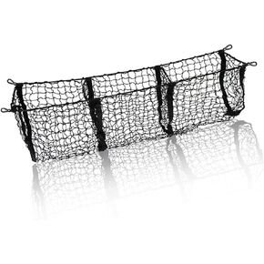 Zone Tech Three Pocket Mesh Trunk Cargo Net Storage Organizer– Premium Quality Black Heavy Duty Black Mesh 3 Pocket Trunk Cargo Organizer for Car, Van, SUV Pickup Truck Bed