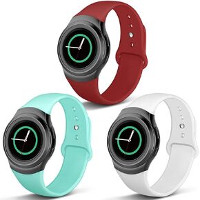 NAHAI متوافق مع Gear S2 Band، 3 عبوات من أشرطة السيليكون الناعمة الرياضية، سوار ساعة بديل قابل للتعديل لساعة Samsung Gear S2 الذكية، مقاس كبير صغير