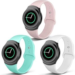 NAHAI Compatible with Gear S2 Band, 3 Packs Soft Silicone Straps Sport Bands Adjustable Replacement Wristband Watch Bracelet for Samsung Gear S2 Smartwatch, Large Small
