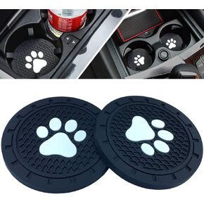 Car Cup Holder Mat, Dog Paws Car Coasters 2.75 inch Car Interior Accessories Puppy Feet Anti Slip for Jeep Cars Truck RVs etc