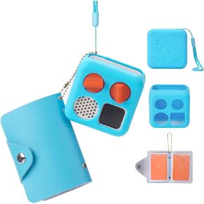 MGZNMTY Silicone Case Compatible with Yoto Mini Player – Kids Bluetooth Audio Speaker, Kids Player Protective Cover and Card Holder for Yoto Card Hold Up to 20 Cards (Blue)