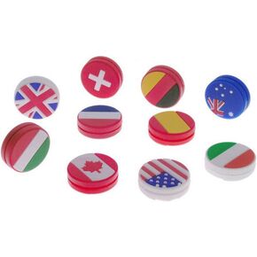 BESPORTBLE 10 PCS Silicone Tennis Racket Vibration Dampeners Round Shape National Flag Pattern Tennis Racquet Absorbers Tennis Racket Strings Dampers for Tool