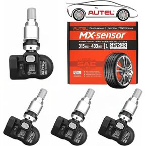 Autel MaxiTPMS MX Sensor 315/433MHz 4 PCS Pack Metal Stem TPMS Sensor Universal Tire Sensor Programmed by TPMS Tool TS401 TS408 TS508 TS608 MX808TS MS906TS MK808TS ITS600 ITS600Pro MS906Pro-TS