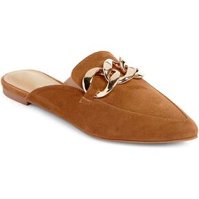 Mskilder Mules for Women Flats Metal Chain Pointed Toe Slip-on Backless Loafers Slides Flat Shoes in Saudi Arabia