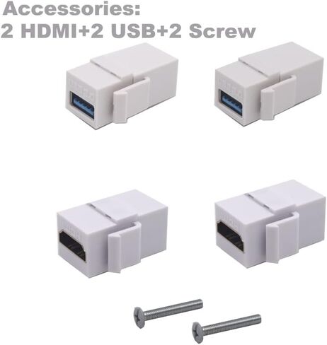 لوحة حائط بـ 6 منافذ، HDMI وUSB وRJ45 أنثى إلى أنثى لوحة مقبس كيستون، 2 منافذ HDMI 4K + 2 منفذ USB 3.0 + 1 منفذ USB3.1 نوع C + 1 منفذ CAT6 RJ45 لوحة حائط مقبس مخرج in Saudi Arabia