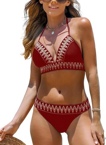 CUPSHE Women's Bikini Sets V Neck High Cut Mid Rise Cheeky Bathing Suit in Saudi Arabia