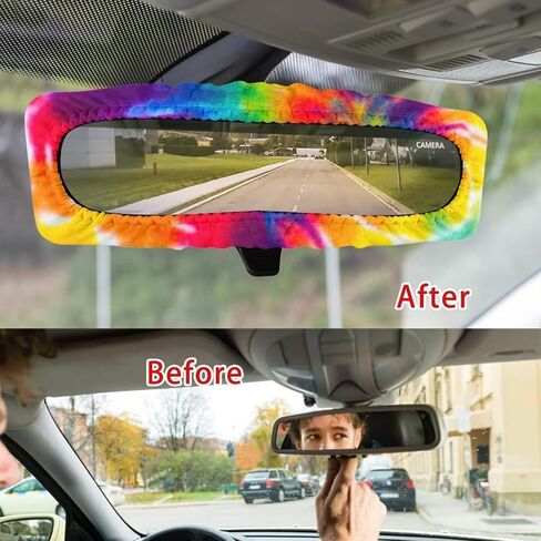 Gomyblomy Black Leopard Print Rear View Mirror Cover, Washable Elasticated Mirror Dust Cover, Suitable for Most Car Mirrors, Auto Interior Accessories in Saudi Arabia
