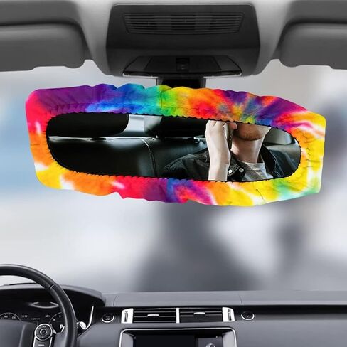 Gomyblomy Black Leopard Print Rear View Mirror Cover, Washable Elasticated Mirror Dust Cover, Suitable for Most Car Mirrors, Auto Interior Accessories in Saudi Arabia