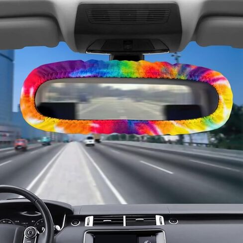 Gomyblomy Black Leopard Print Rear View Mirror Cover, Washable Elasticated Mirror Dust Cover, Suitable for Most Car Mirrors, Auto Interior Accessories in Saudi Arabia