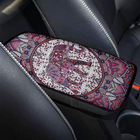 Trendy and Fashionable Car Armrest Pad Cover Center Console Box Cushion,Daisy Flower Black Universal Fit Auto Car Interior Accessories in Saudi Arabia
