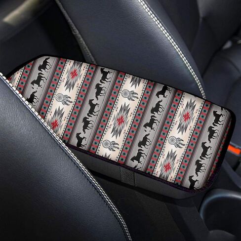 Trendy and Fashionable Car Armrest Pad Cover Center Console Box Cushion,Daisy Flower Black Universal Fit Auto Car Interior Accessories in Saudi Arabia