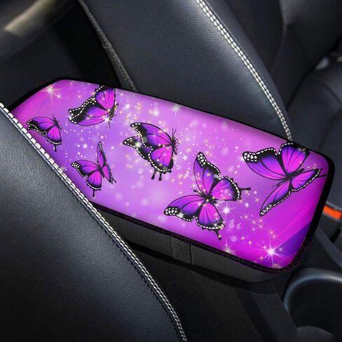 Trendy and Fashionable Car Armrest Pad Cover Center Console Box Cushion,Daisy Flower Black Universal Fit Auto Car Interior Accessories in Saudi Arabia