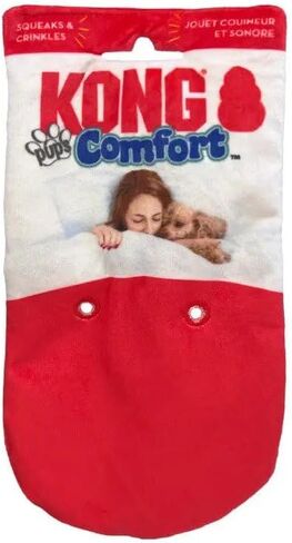 KONG Comfort Pups فراء قطيفة منخفض الحشو وضوضاء مجعدة مع صرير (صغير، بيير) in Saudi Arabia