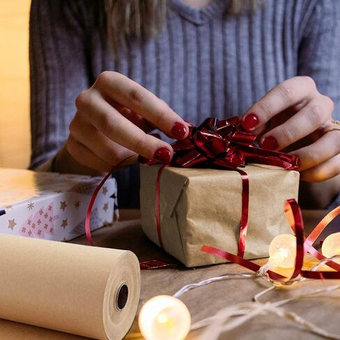 لفة ورق كرافت، ورق كرافت معاد تدويره مقاس 30.48 سم × 100 قدم، ورق لف ورق كرافت بني لتغليف الهدايا، والتعبئة، والشحن، والنقل، ومفرش الطاولة، وتغطية الأرضيات، والحرف الفنية (بني كرافت) in Kuwait