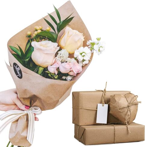 لفة ورق كرافت، ورق كرافت معاد تدويره مقاس 30.48 سم × 100 قدم، ورق لف ورق كرافت بني لتغليف الهدايا، والتعبئة، والشحن، والنقل، ومفرش الطاولة، وتغطية الأرضيات، والحرف الفنية (بني كرافت) in Kuwait