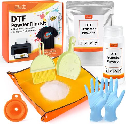 مجموعة مسحوق Caydo DTF - مسحوق DTF (17.6 أونصة)، زجاجة مسحوق، أدوات جمع المسحوق، علبة مسحوق، وقمع لنقل تي شيرت DTF، والملابس in Saudi Arabia