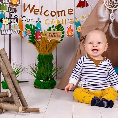 Camping Party Decorations, Welcome to Our Campsite Banner Campsite Decorations, Camping Birthday Party Supplies, Camping Theme Classroom Decor Camping Themed Party Decorations in Kuwait