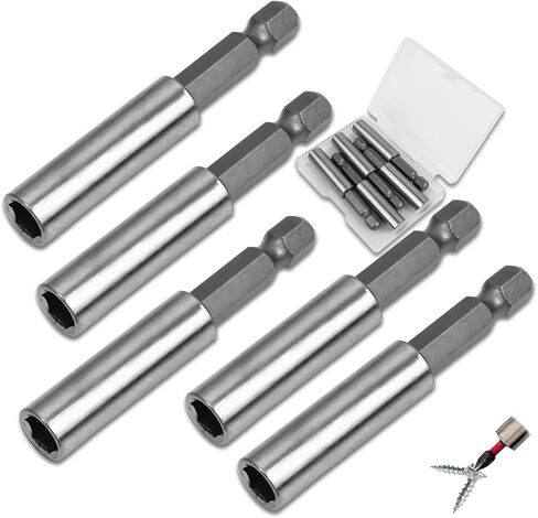 Drill Bit Holder 5Pcs Magnetic Bit Holder, Impact Bit Holder for Nut Screw Impact Drivers,1/4 Inch Bit Holder Electric Screwdriver Tool Accessory, Hex Bit with Portable Boxes (A-5Pcs) in Saudi Arabia