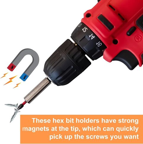 Drill Bit Holder 5Pcs Magnetic Bit Holder, Impact Bit Holder for Nut Screw Impact Drivers,1/4 Inch Bit Holder Electric Screwdriver Tool Accessory, Hex Bit with Portable Boxes (A-5Pcs) in Saudi Arabia