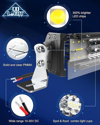 CO LIGHT LED شريط إضاءة 52 بوصة 120 واط 35000 لومن ثلاثي الصفوف بقعة ضوء الفيضانات أضواء القيادة على الطرق الوعرة مع تسخير الأسلاك سطوع عالي للشاحنات SUV ATV UTV Marine in Saudi Arabia