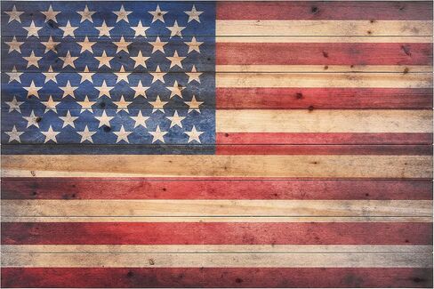 Empire Art Direct American Flag Digital Print on Solid Wood Wall Art, 16 in x 24 in x 1.5 in, Red, Blue, Natural in Saudi Arabia